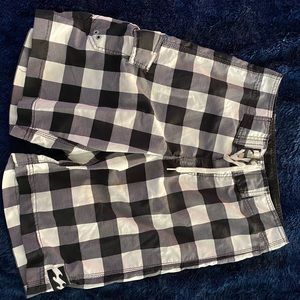 Billabong black plaid board shorts size 30
